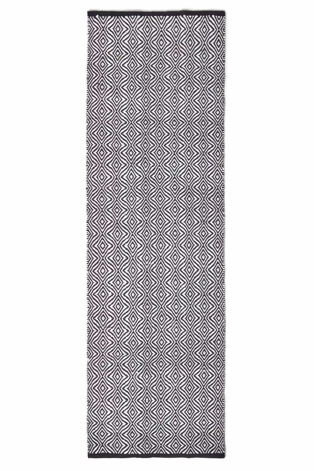 Homescapes Trance Black and White Diamond Pattern Woven Hall Runner, W/D/H: 66 x 200 cm – 3
