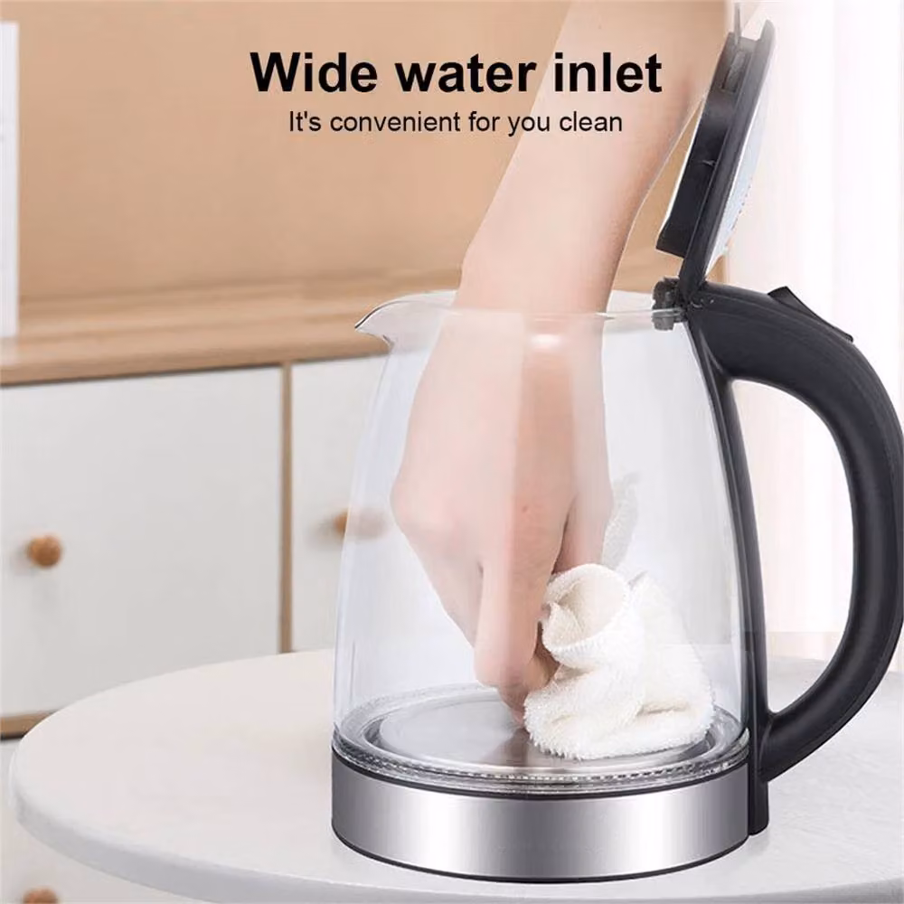 Pawnora 1800W Portable Glass Electric Kettle in Black, 2L – 3