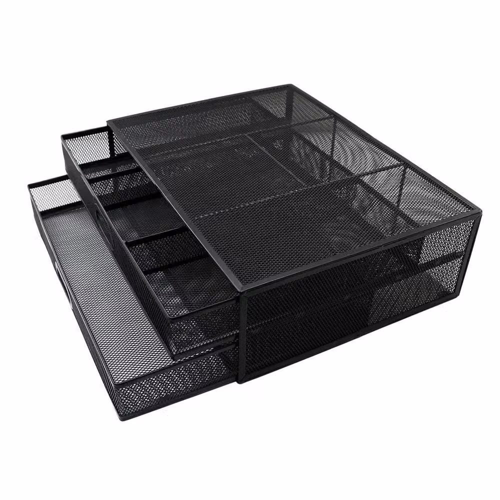 Havendro Black Metal Mesh Monitor Stand Riser with Drawer and Matt Finish – 2