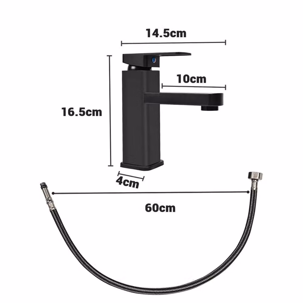 Nordara Black Square Waterfall Basin Mixer Tap Monobloc in Matt Black – 2