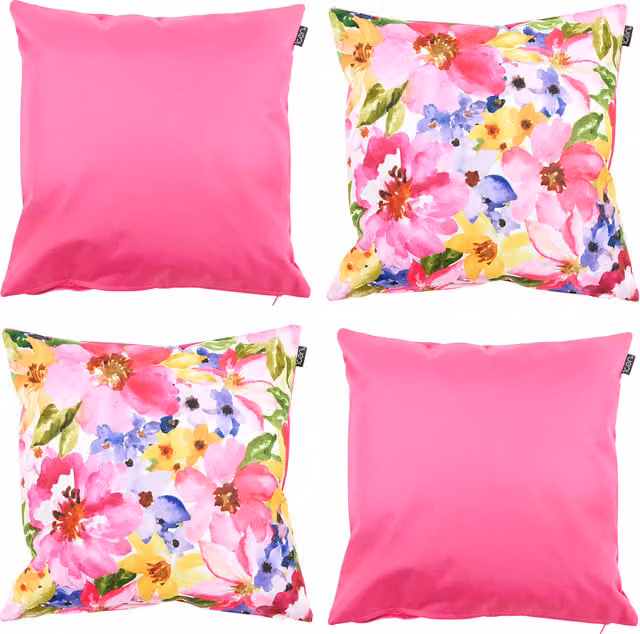 icon Set of 4 Floral Square Scatter Cushions, Multicolour, W/D/H: 43 x 43 x 43 cm