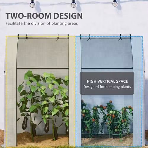 Outsunny Tomato Greenhouse with 2 Roll-up Doors, White, W/D/H: 185 x 94 x 150 cm – 3