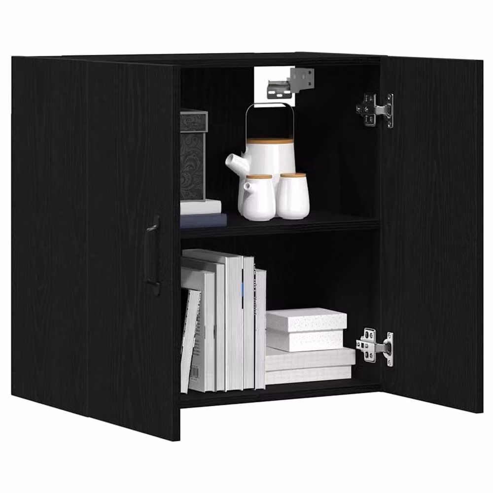 Berkfield Home Black Oak Wall Mounted Cabinet with Hinged Doors, W/D/H: 60 x 31 x 60 cm – 3
