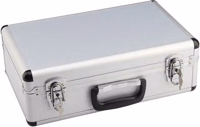 Nordara Large Hard Aluminium Flight Case Lockable Storage Box with Foam in Silver, W/D/H: 24.0 x 12.5 x 12.0 cm – 1