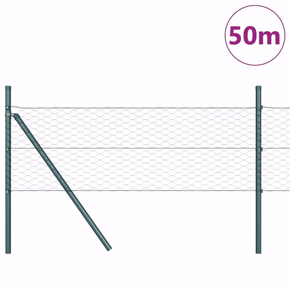 Berkfield Home Green Steel Hexagon Fence, W/H: 0.8 x 50 m – 2