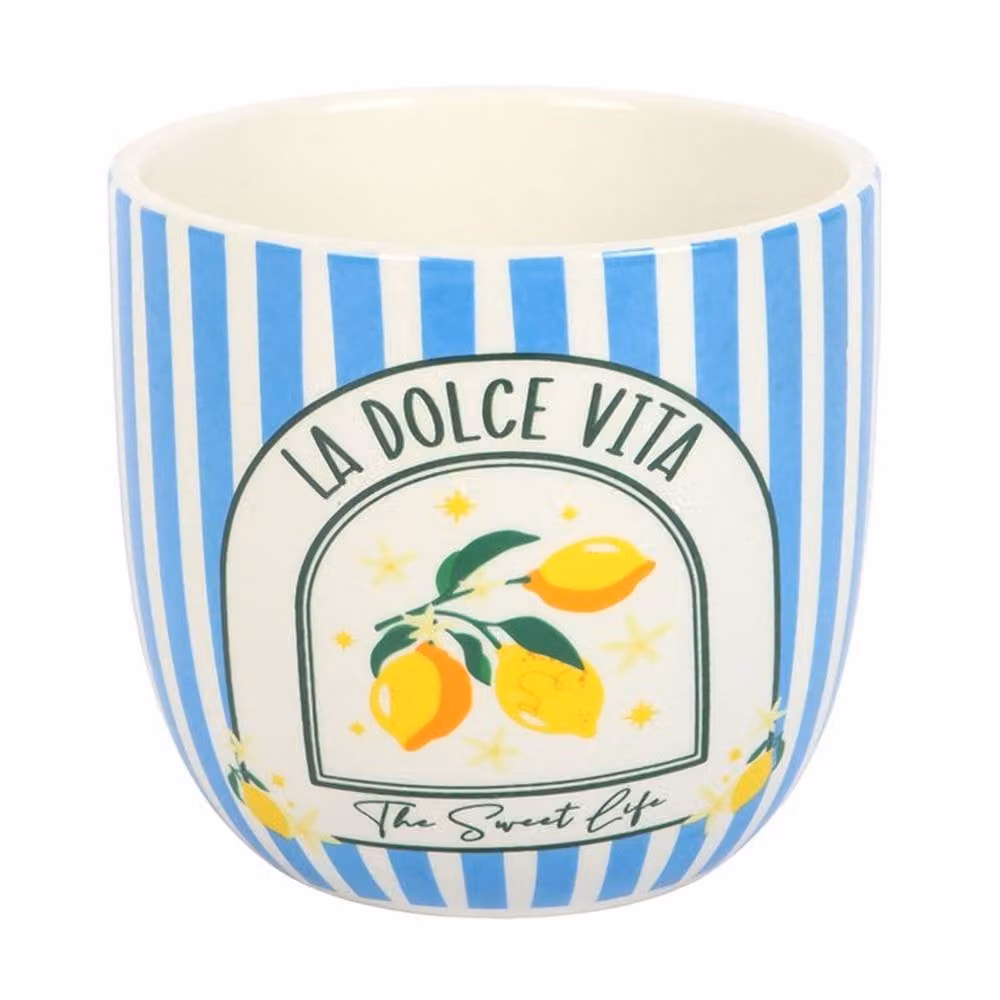 Uniqueful Blue Striped La Dolce Vita Ceramic Plant Pot, Small – 2