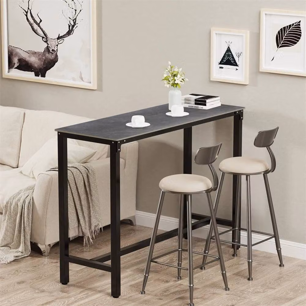 EONLION Modern Rectangular Dining Table with Glossy Grey and White Marble Top – 2
