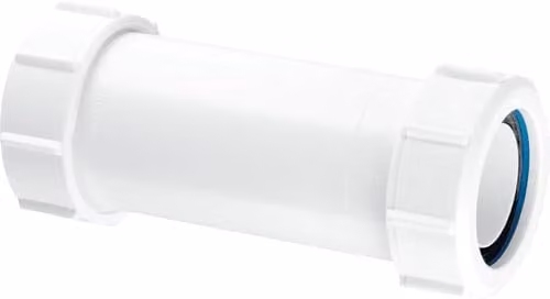 McAlpine 1.25 inch Multifit Adjustable Straight Plastic Coupling Connector in White