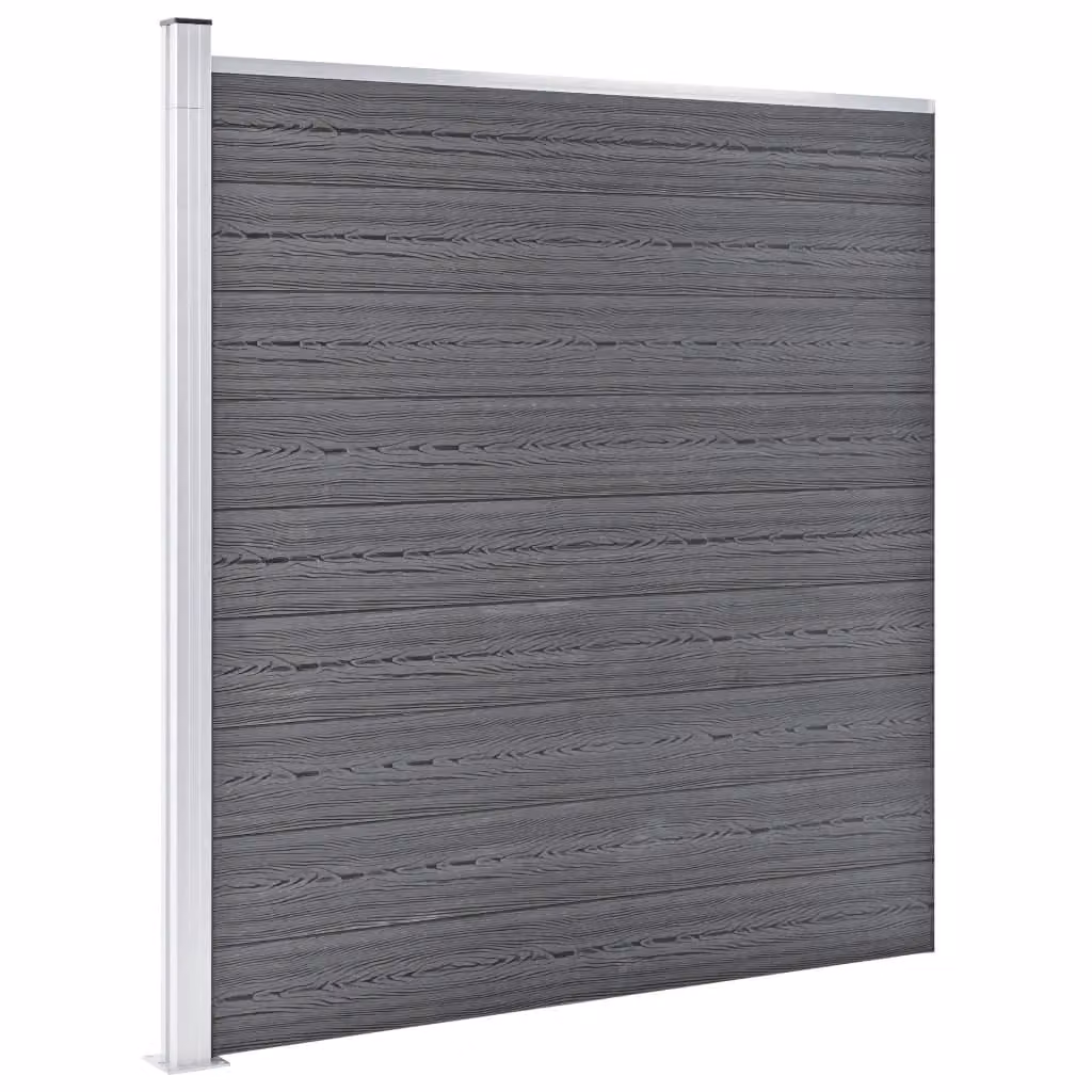 Berkfield Home Grey WPC and Aluminium Garden Fence, W: 353 cm, H: 186 cm – 2