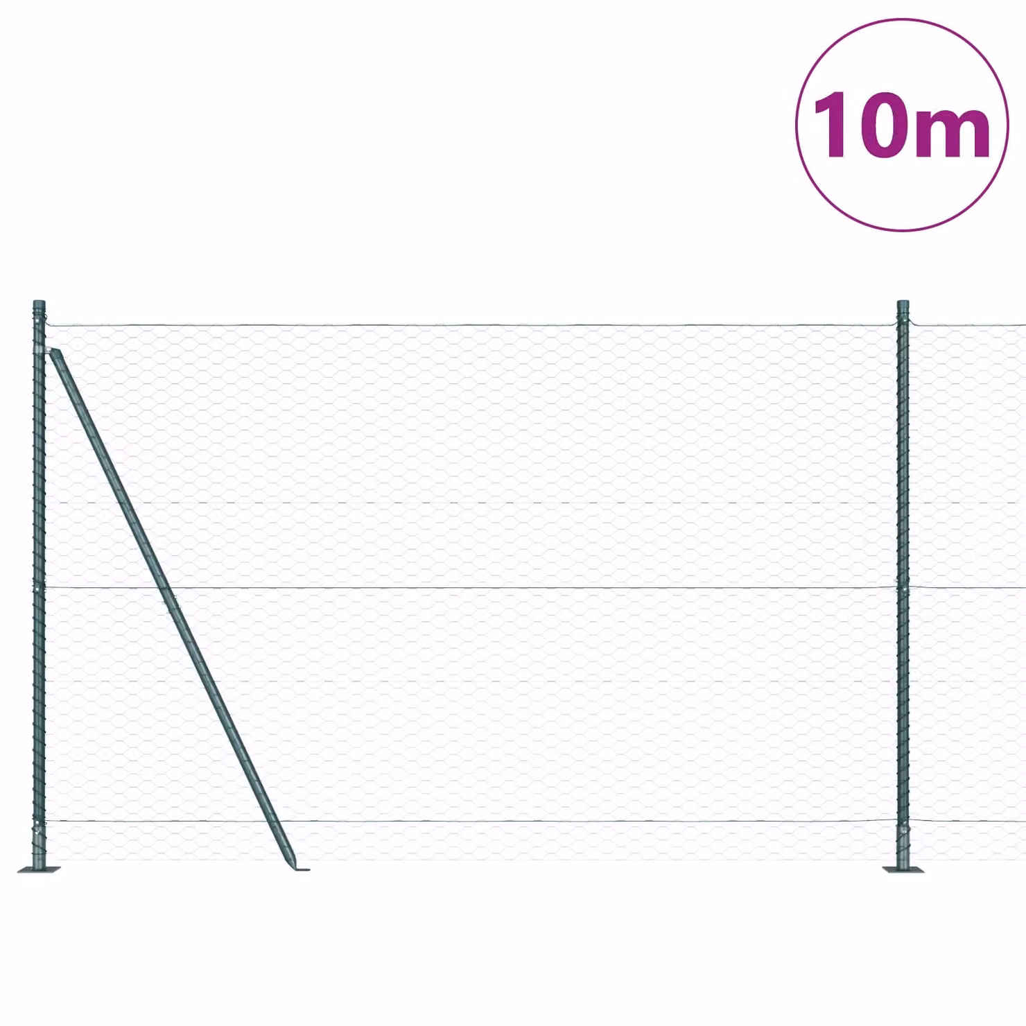 Berkfield Home Green Galvanised Steel Hexagon Fence, H: 160 cm, W: 10 m – 3