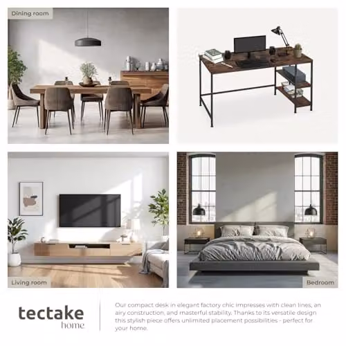 tectake Computer Desk in Brown with MDF Laminate Top and Metal Frame, W/D/H: 120 x 60 x 75.5 cm – 7