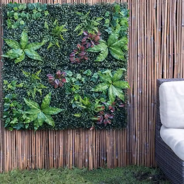 Scottish Everlastings Ltd Mixed Foliage Living Wall Panel in Green and Red, W/H: 100 x 100 cm – 1