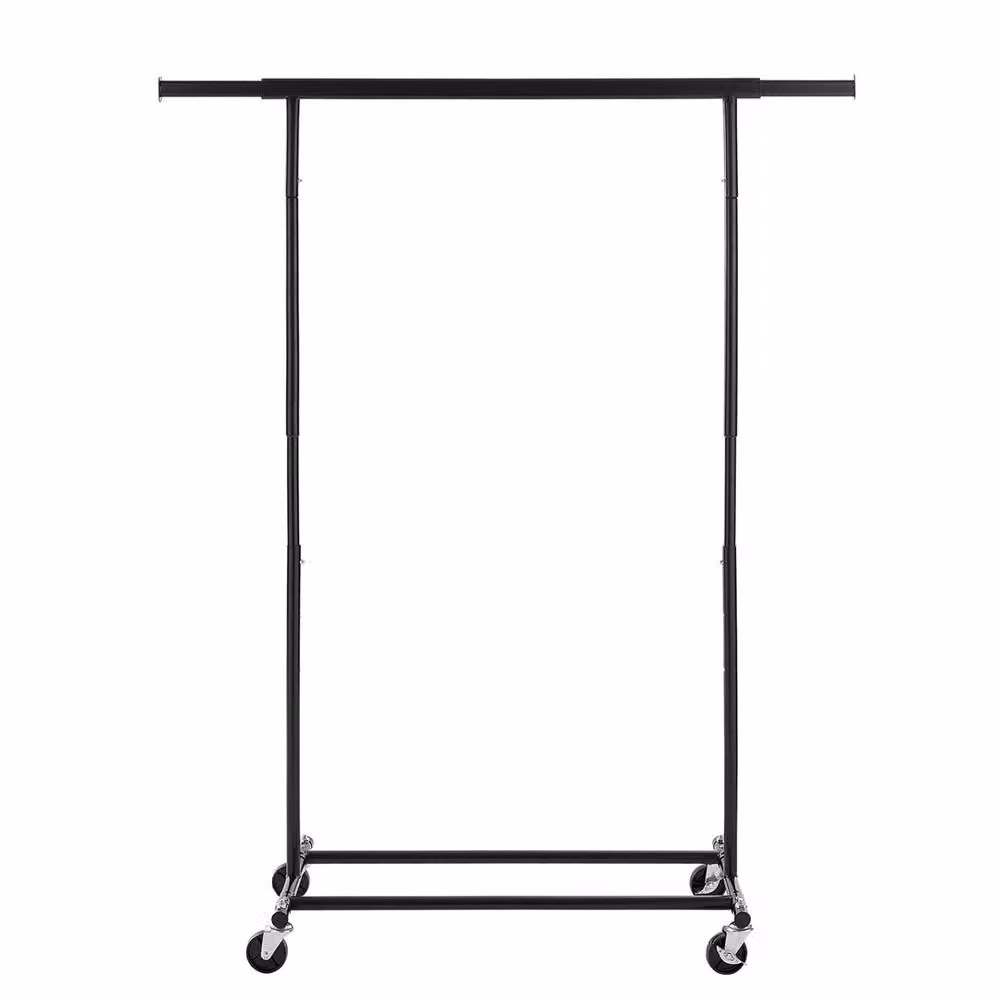 FLAVORA Heavy Duty Extendable Black Metal Clothes Rail with Matt Finish, Width: 50 cm – 2