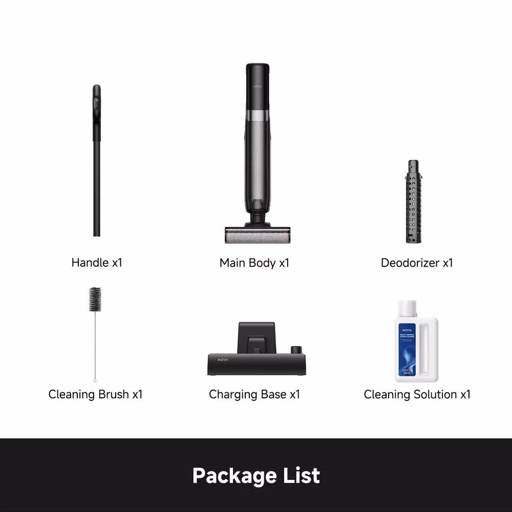 Mova M10 Air Wet and Dry Vacuum Cleaner in Black with 20,000Pa Suction, Hot Air Brush-Drying System and 180-Degree Lie-Flat Design – 6