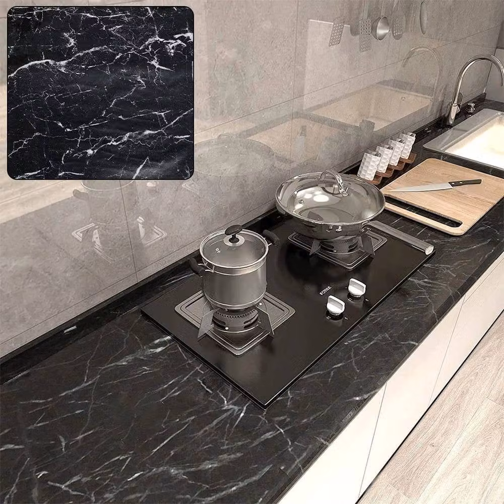 Kelvenix Flame Black Self-Adhesive Marble Wall Sticker Tiles, 0.6 m2 – 5