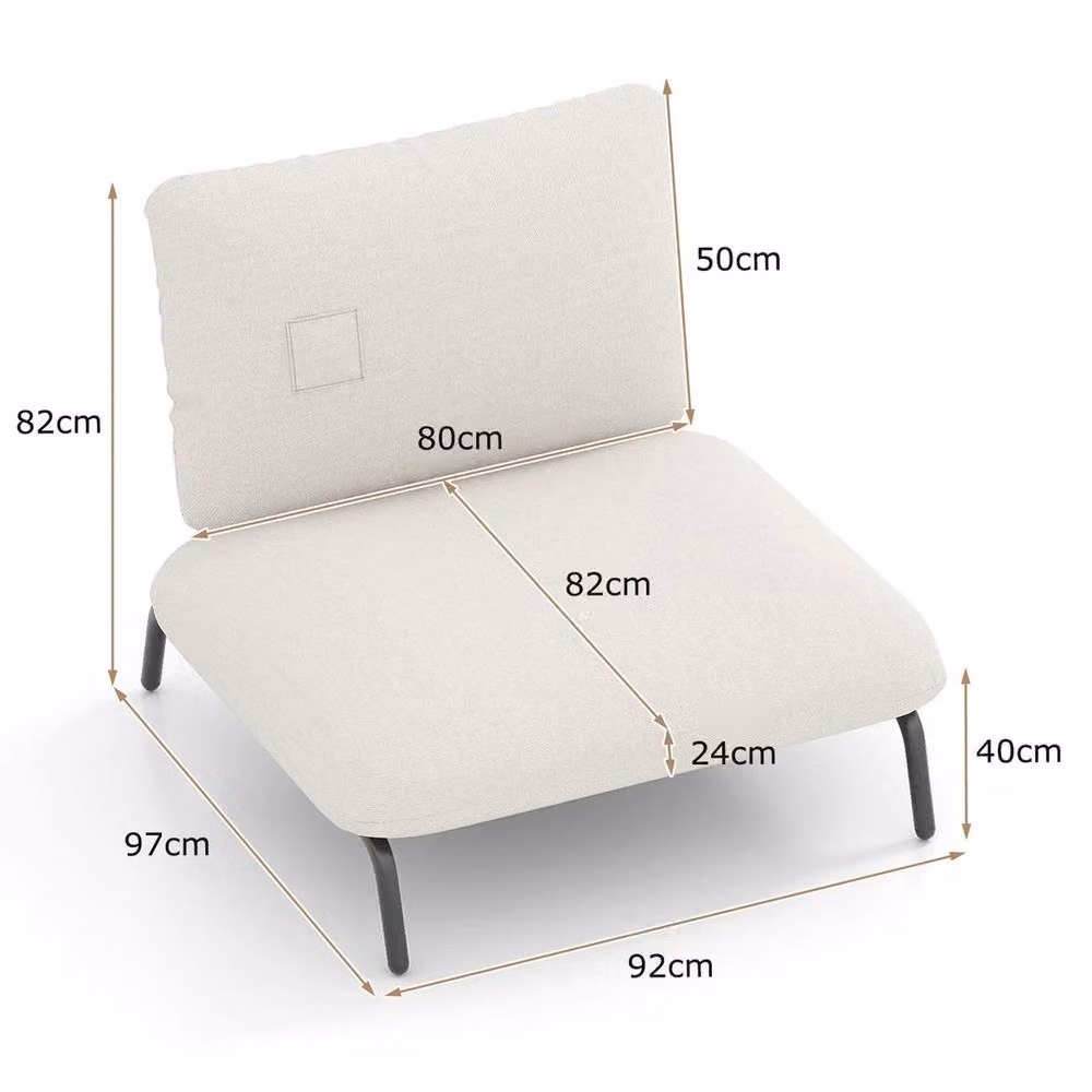 KORVIXA Oversized Modern Accent Chair in Beige Fabric with Metal Frame, W/D/H: 100 x 100 x 100 cm – 2