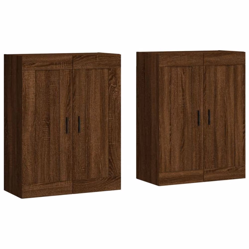 Berkfield Home Set of 2 Wall Mounted Cabinets in Brown Oak, W/D/H: 90.0 x 34.0 x 69.5 cm – 3