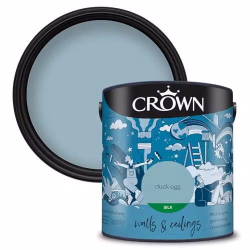 Crown Core Emulsion Silk Duck Egg Blue Water Based Paint 2.5 l