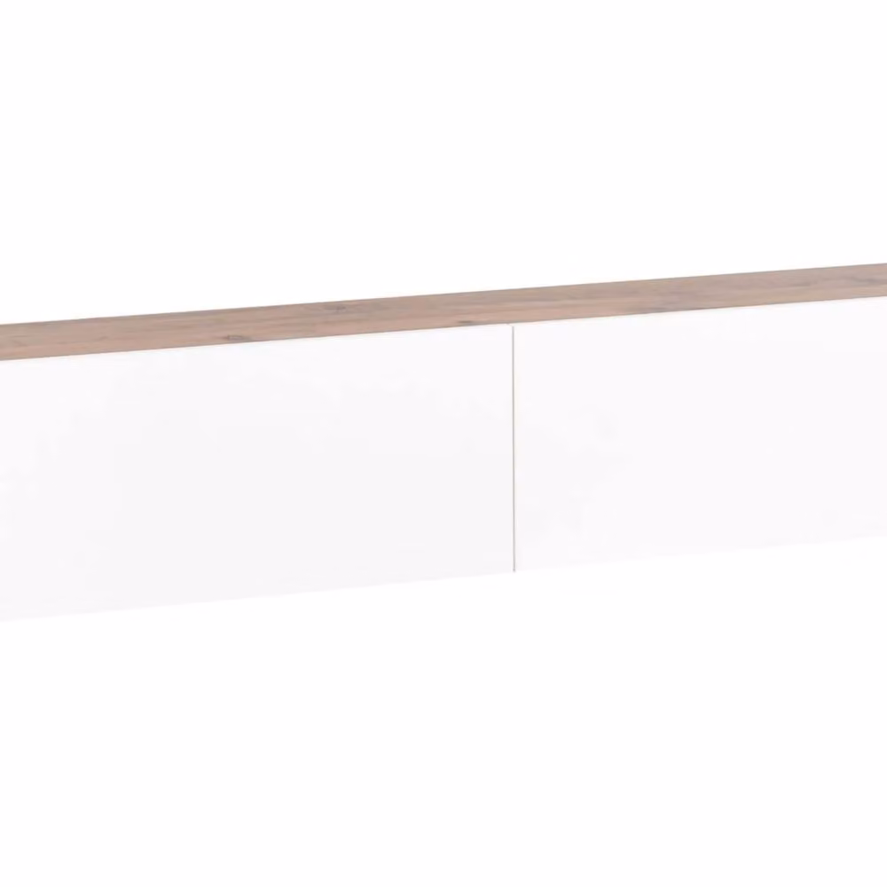 Wyld and Coco White and Brown Wall-Mounted TV Stand for up to 55 inch TVs with 2 Cabinets – 2
