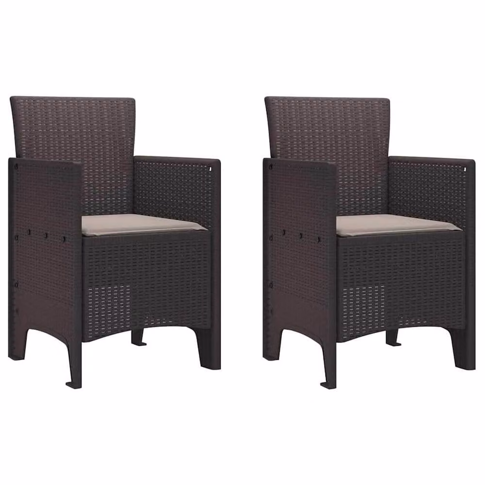 Berkfield Home Modern Garden Chair Set of 2 with Cushions, Brown and Taupe – 2