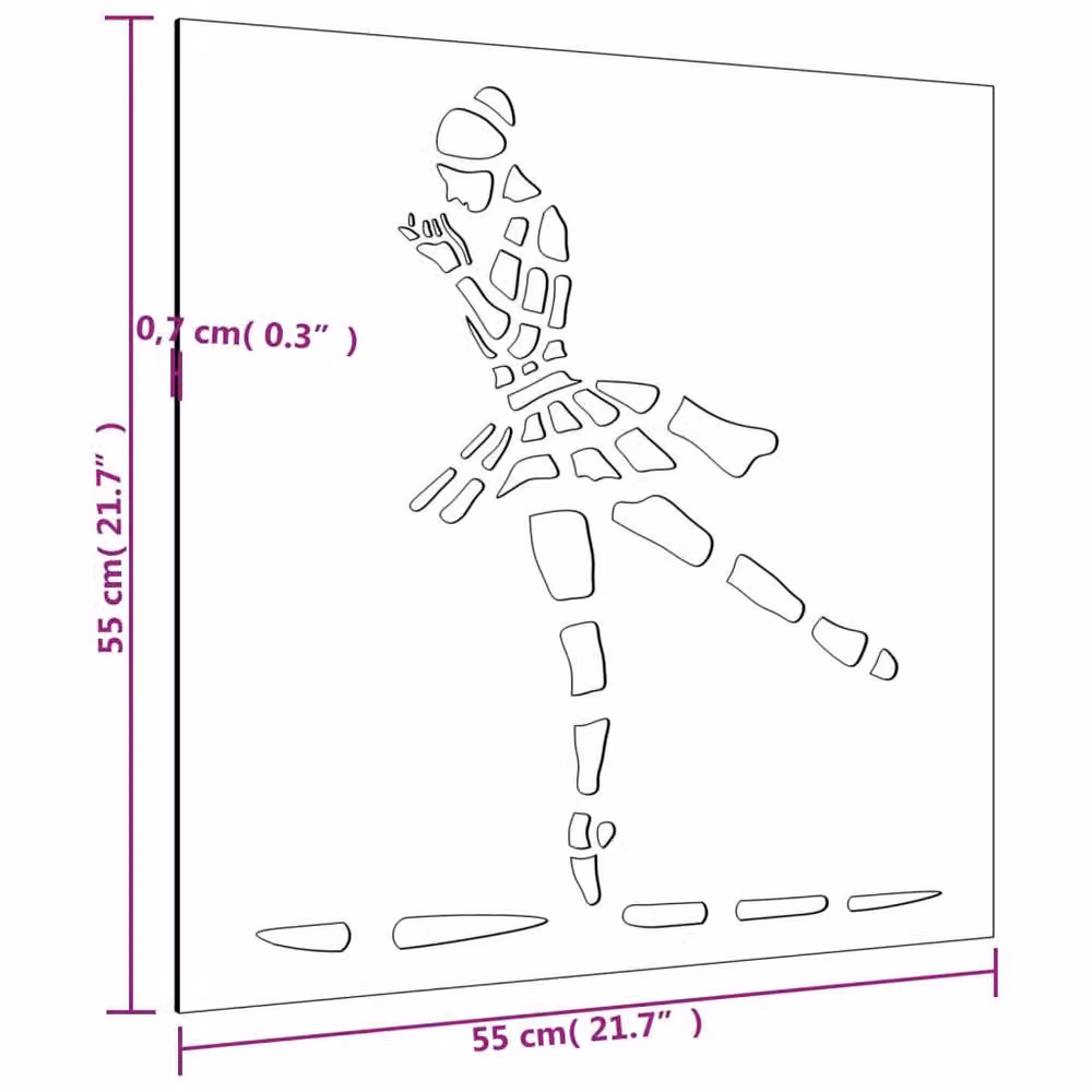 Berkfield Home Garden Brown Corten Steel Ballet Dancer Wall Decoration, W/H: 55 x 55 cm – 3