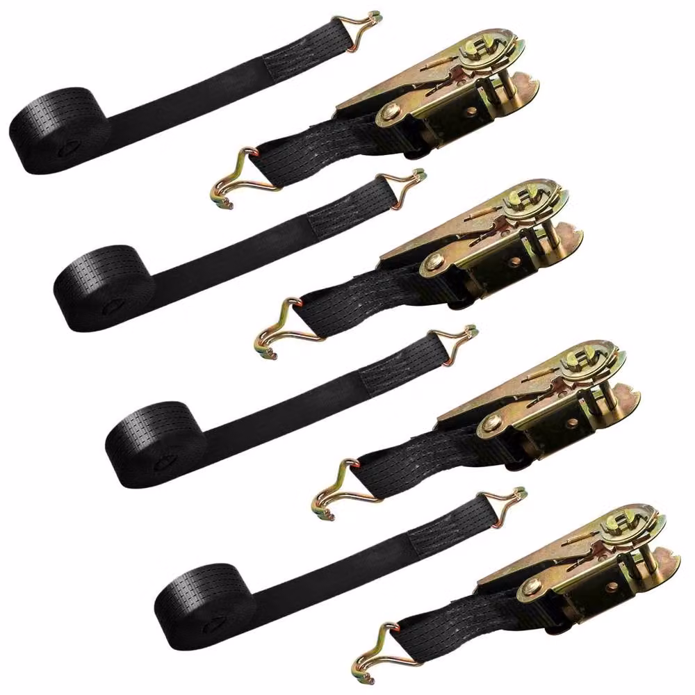 Nordara Black Ratchet Tie Down Lashing Straps, 4 x 25mm x 6 m, 3000kg Capacity – 4