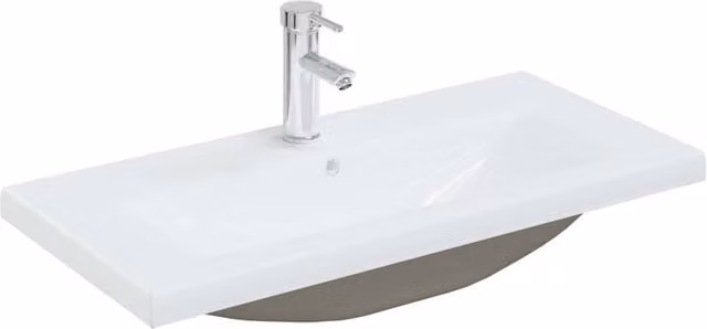 Berkfield Home White Ceramic Built-in Rectangular Basin with Overflow, W/D/H: 81 x 39 x 18 cm