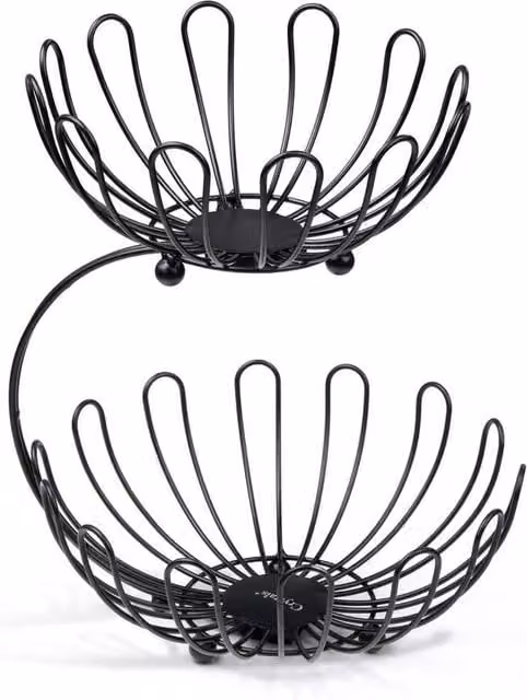 Havendro 2 Tier Metal Wire Fruit and Vegetable Storage Basket in Black