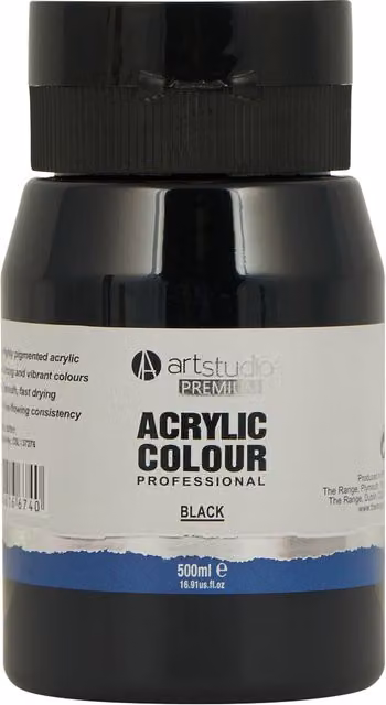 Art Studio Premium Acrylic Paint Black 500ml