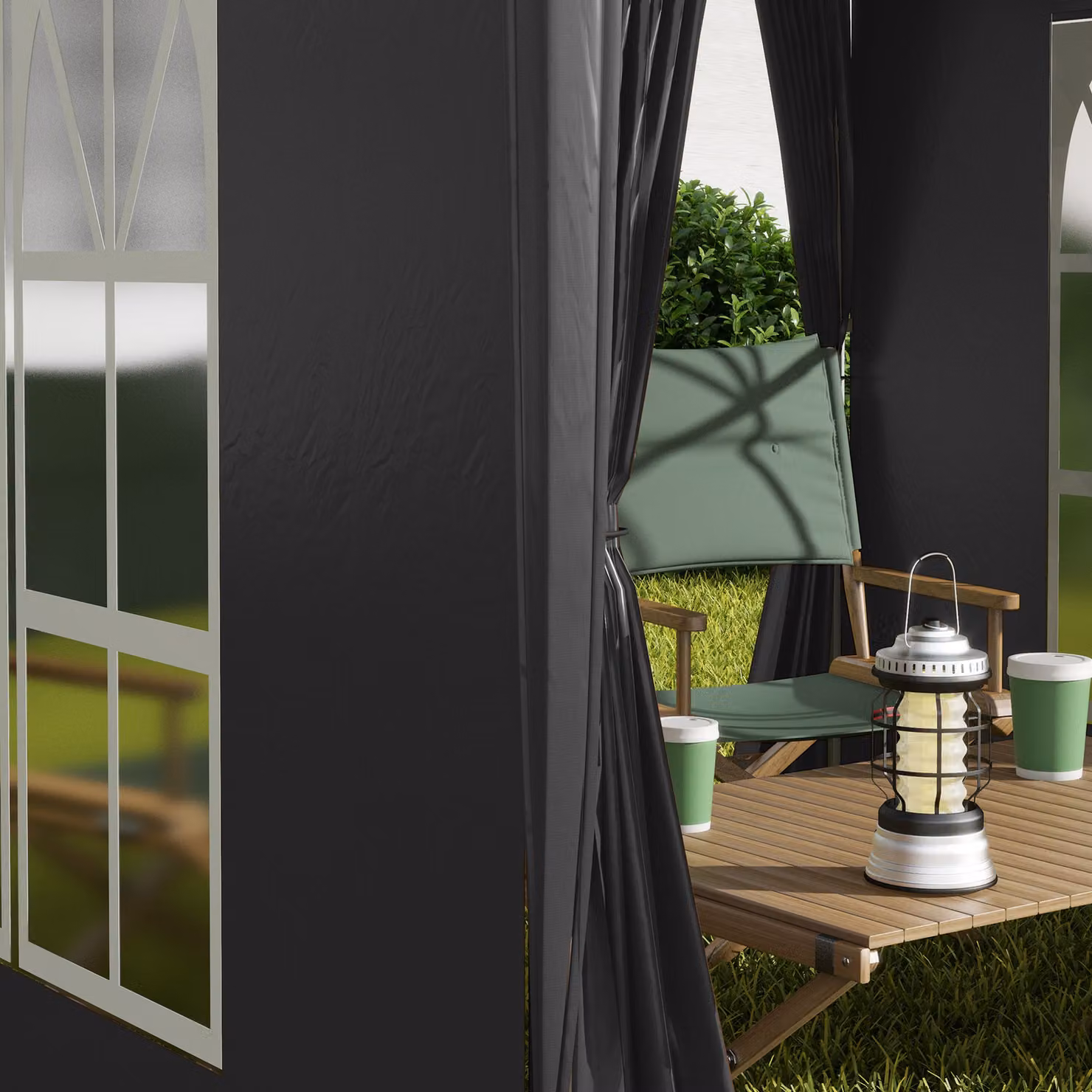 Outsunny Waterproof Pop Up Gazebo with Removable Walls and Carrying Bag, Black, W/D: 200 x 200 cm, H: 240 cm – 9