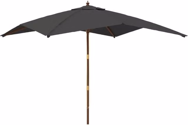 Berkfield Home Garden Parasol with Wooden Pole in Anthracite, W/D/H: 300 x 300 x 273 cm