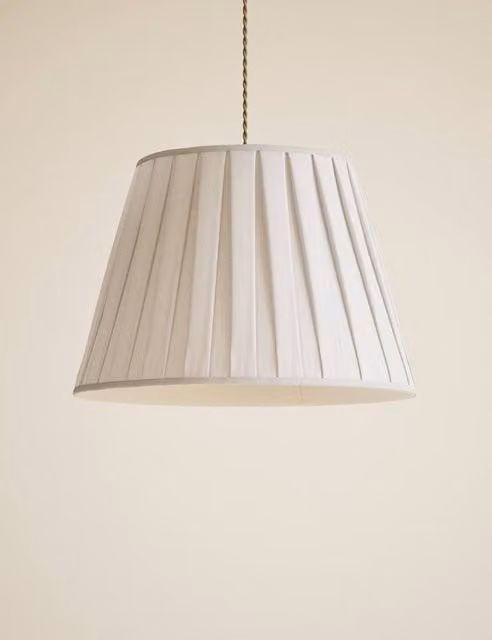 M&S Large Wide Pleated Fabric Lampshade in Beige and Sand