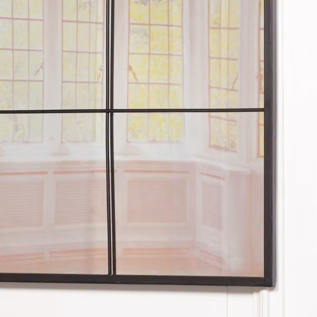 Glasstone Black Metal Window Wall Mirror, W/H: 90 x 90 cm