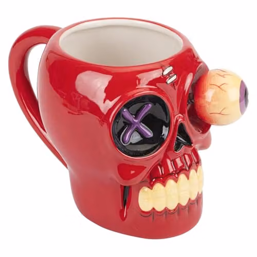 VFM e-Store Shaking Skull Wobble Mug, Red, H: 12 cm x W: 10 cm
