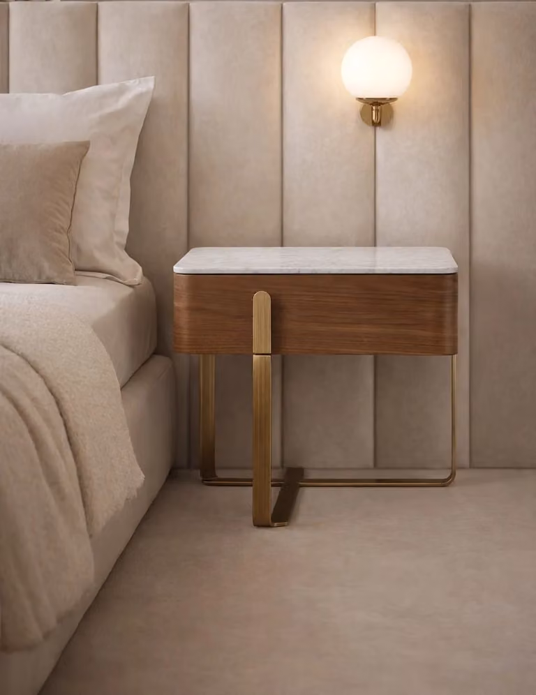Tommy Franks Aurelia Bedside Table in Walnut and Bronze