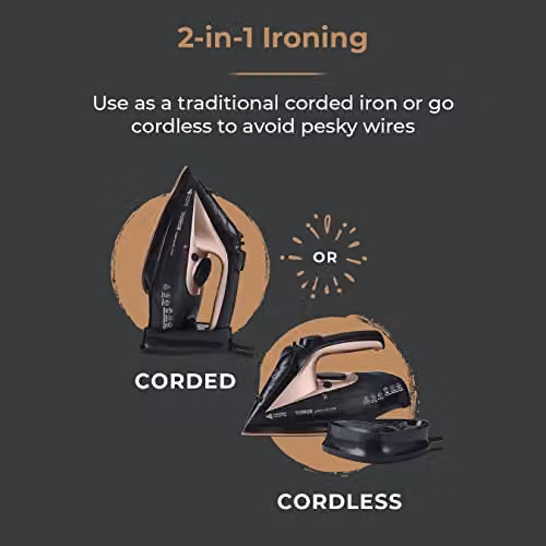 Tower T22008 Cordless Steam Iron 2400W with Ceramic Non-Stick Soleplate and 360ml Water Tank, Purple and Gold – 3