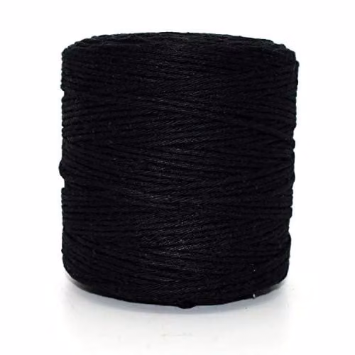 SolaDirect Black Macrame Cord, 300 m of 2 mm Thick Natural Cotton Thread Yarn for DIY Crafts and Home Decoration