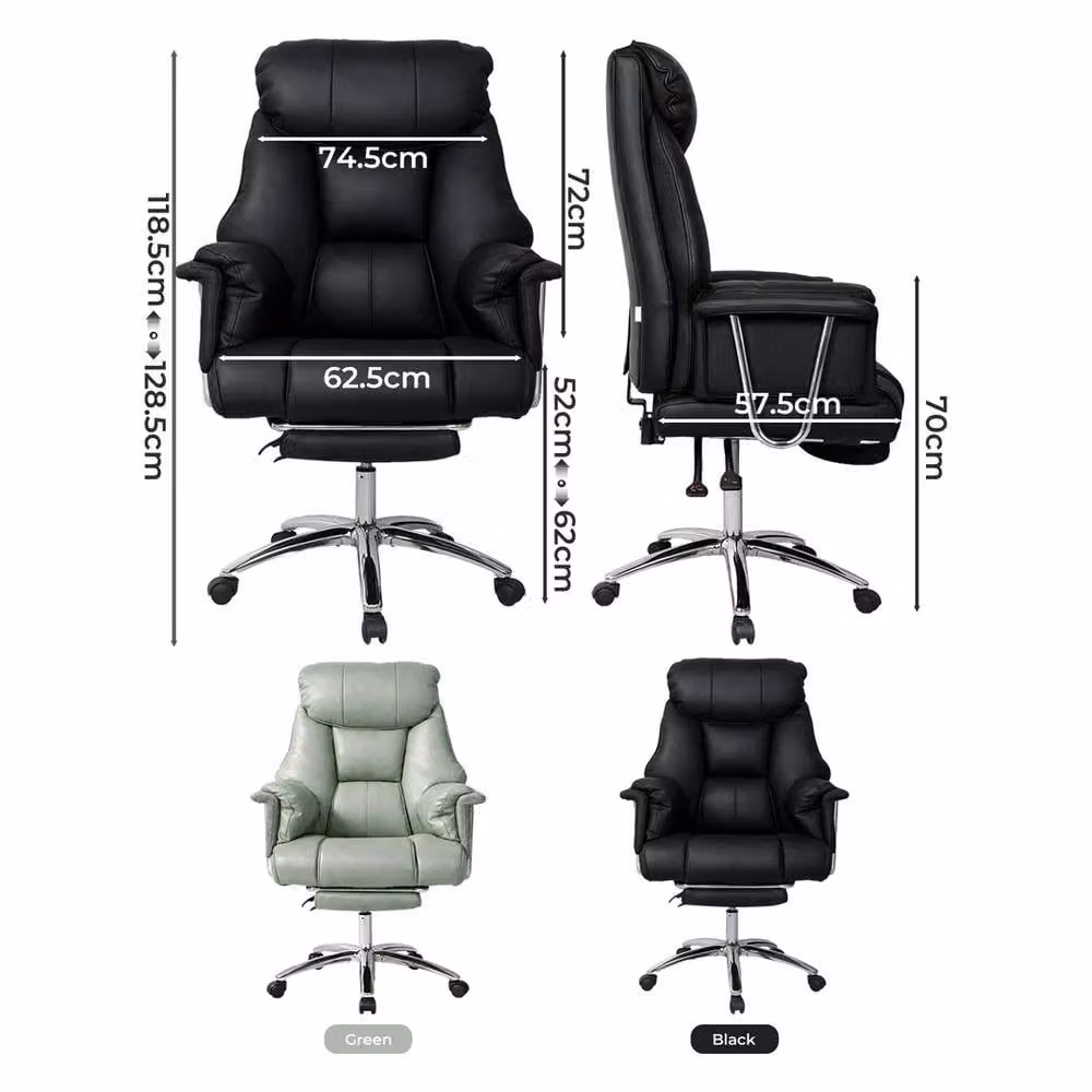 NESTLUNE Black Synthetic Leather Heavy Duty Executive Office Chair with Headrest and Armrests – 1