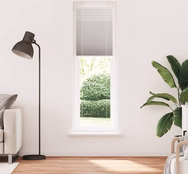 Berkfield Home Single Pleat Polyester Fabric Blind in Light Grey, W: 55 cm, H: 200 cm
