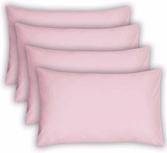 Smart Living Polycotton Housewife Pillowcases, 4 Pack, Light Pink, W/D/H: 48 x 74 cm