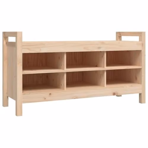 vidaXL Scandinavian Hall Bench and Shoe Rack in Brown Solid Pine, W/D/H: 110 x 40 x 60 cm