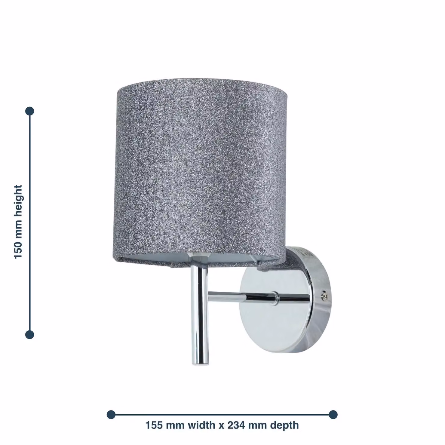 First Choice Lighting Brea Chrome Wall Light in Silver and Grey, H: 23.4 cm, W: 15.0 cm, D: 15.5 cm – 3