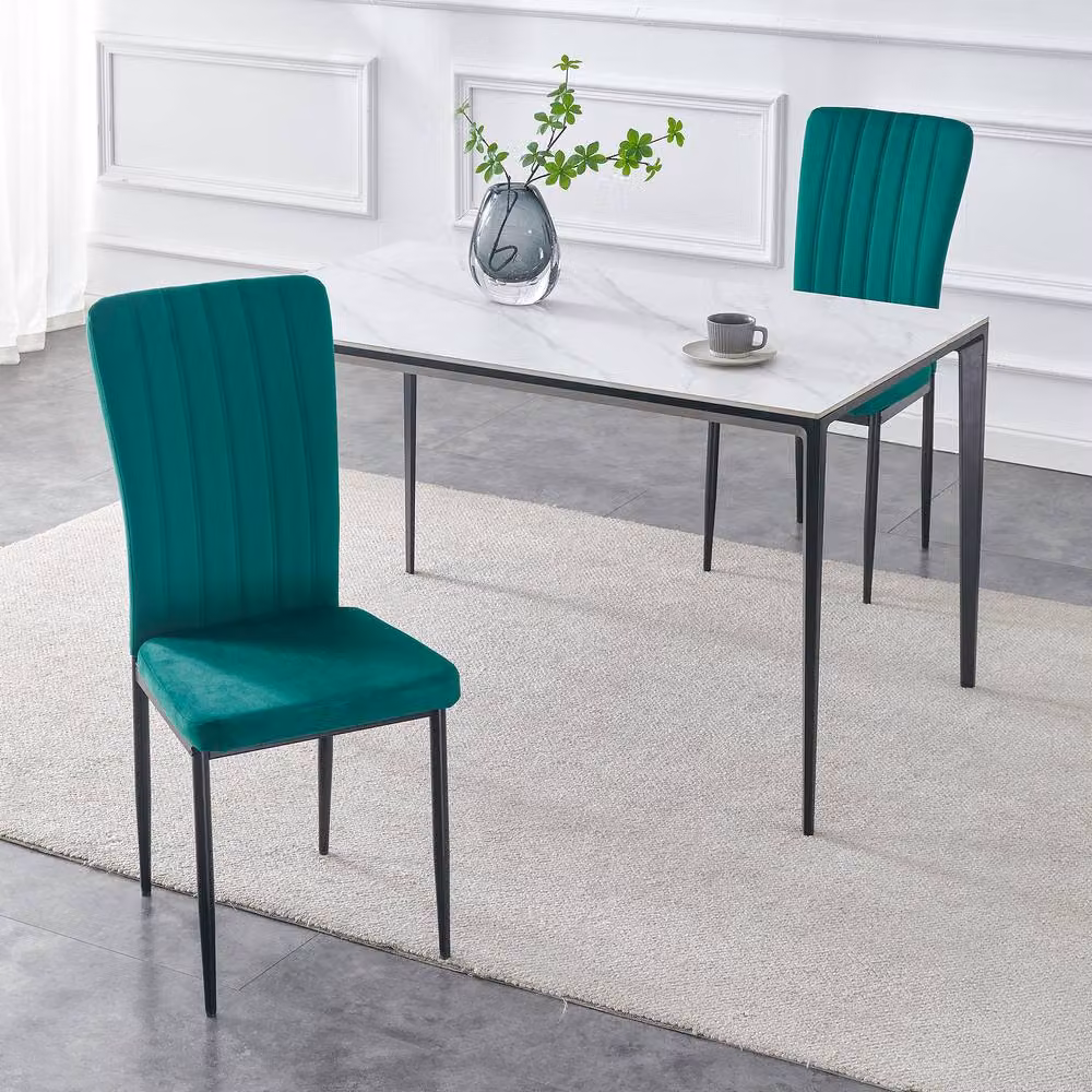 MCC Direct Elle Set of 2 Green Velvet Upholstered Dining Chairs – 2