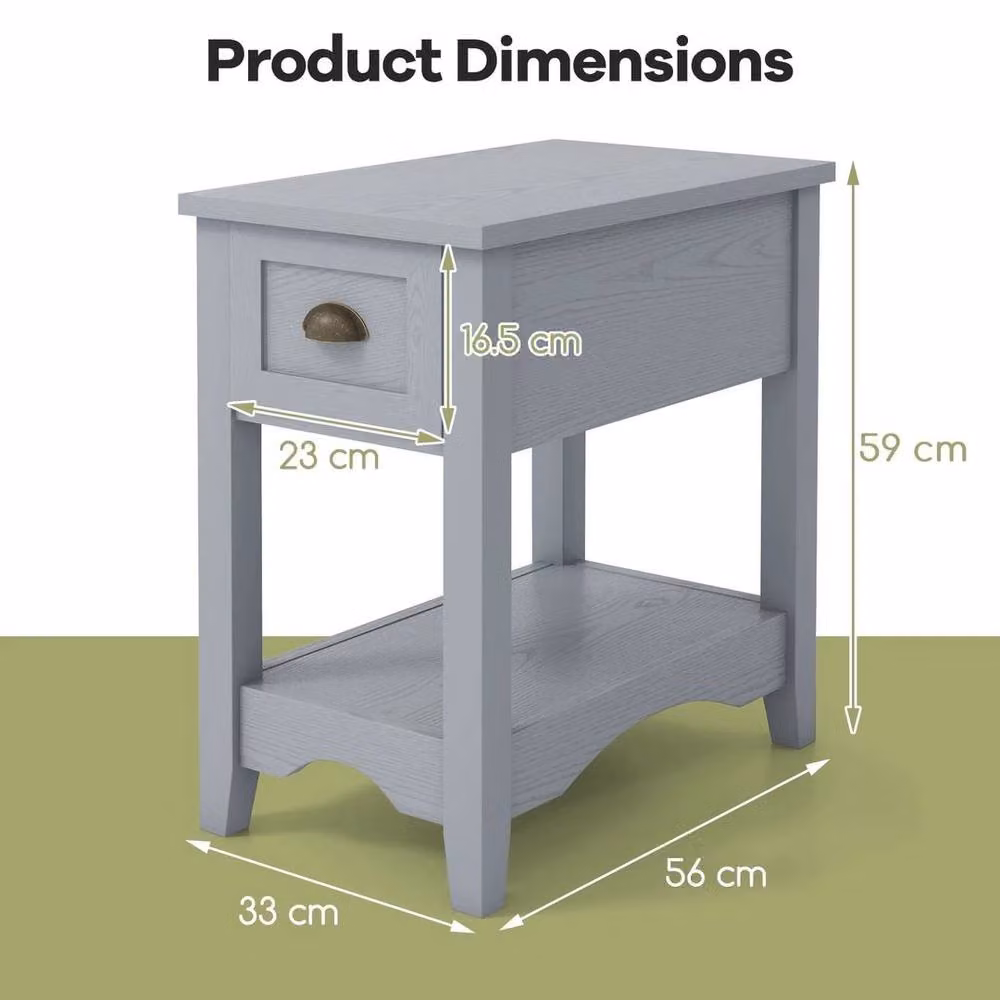 EONLION Set of 2 Retro Grey Side Tables – 2