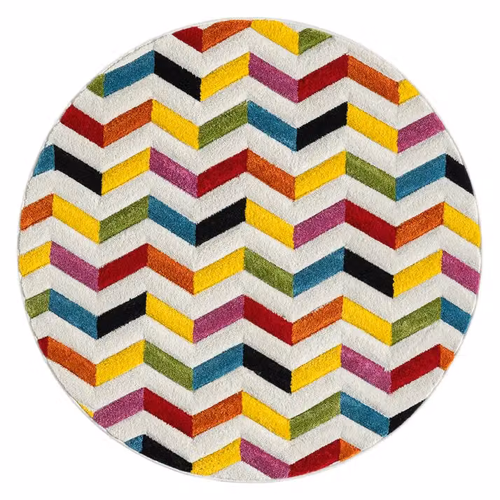 Ultimate Rug Collection Spectra Carved Heatset Round Multicolour Rug, Diameter: 133 cm – 4