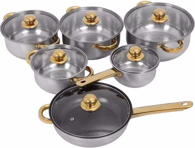 SPETLEK Set of 6 Non Stick Stainless Steel Induction Cookware in Silver