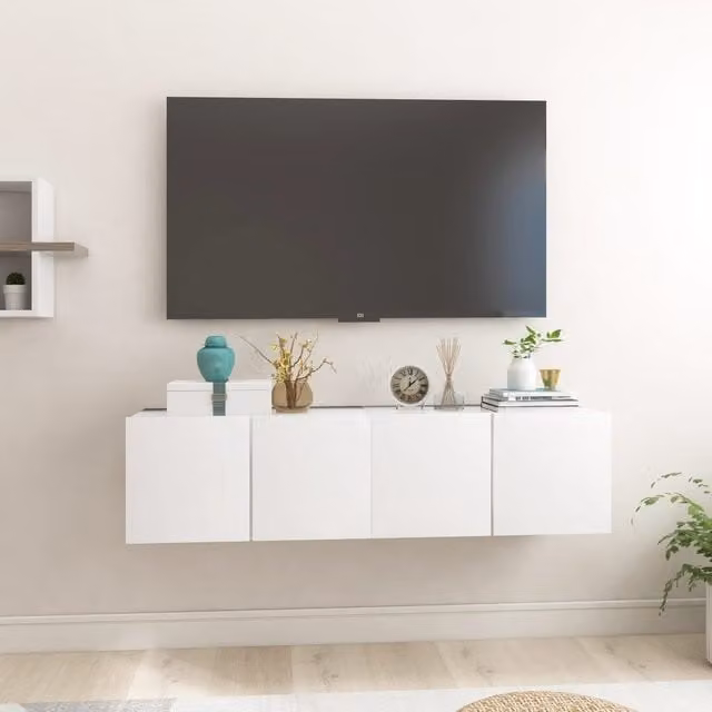 Berkfield Home Hanging TV Cabinets, 2 Piece, White, W/D/H: 60 x 30 x 30 cm – 1