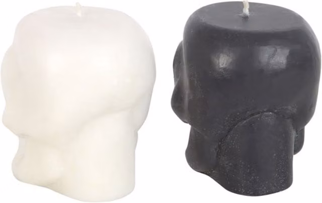 KDMK Set of 12 White and Black Opium White Sage Skull Figure Candles for Halloween Tabletop Decor