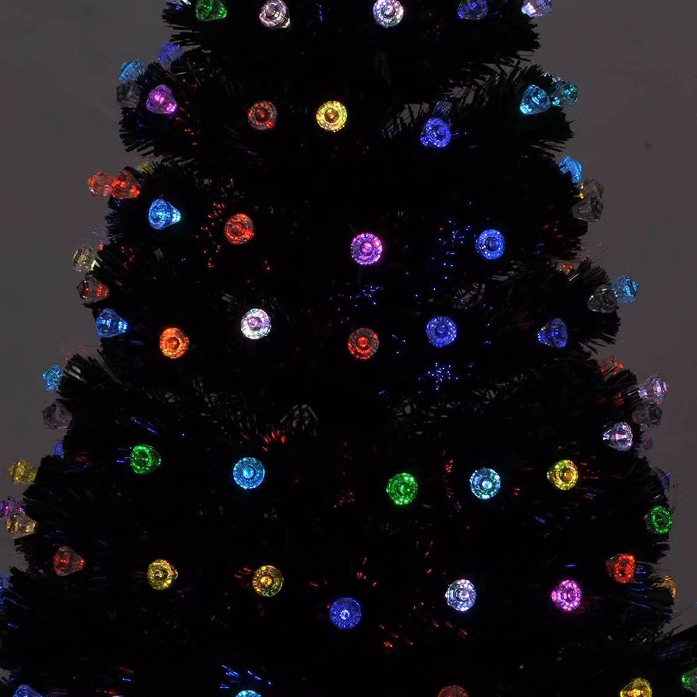 Shatchi Diamonds Fibre Optic LED Pre-Lit Christmas Tree in Green with Multicolour Effect, Height: 180 cm – 8