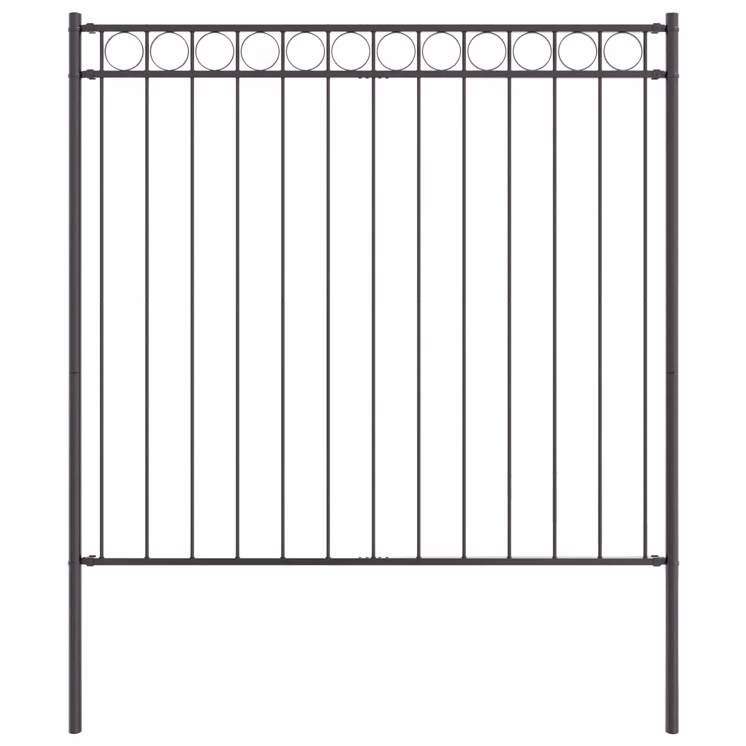 Berkfield Home Steel Garden Fence, Grey, W: 1.7 m, H: 1.5 m – 2